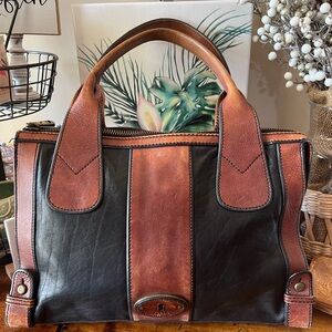 Fossil Two-Tone Leather Shoulder Bag